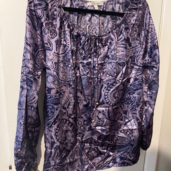 QUINTRSSENTIAL PAISLEY PRINT LONG SLEEVE BLOUSE SZ M - Picture 6 of 6